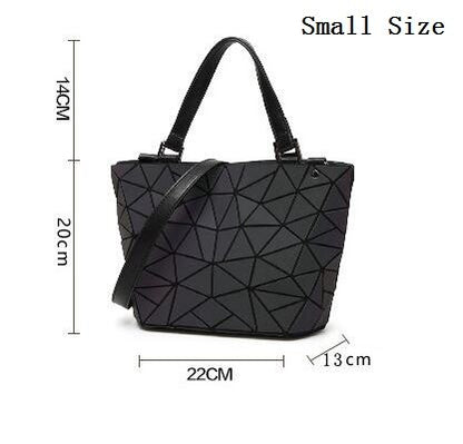 Luminous Bag Women's Geometry Lattic Totes  Quilted Shoulder Bags Hologram Laser Plain Folding Handbags