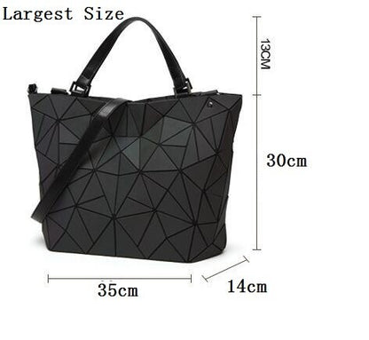 Luminous Bag Women's Geometry Lattic Totes  Quilted Shoulder Bags Hologram Laser Plain Folding Handbags