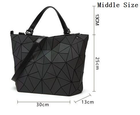 Luminous Bag Women's Geometry Lattic Totes  Quilted Shoulder Bags Hologram Laser Plain Folding Handbags