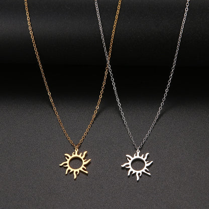 DOTIFI 316L Stainless Steel Necklace Plated Ethnic Sun Totem Pendent Necklaces For Charm Women Birthday Party Fashion Jewelry