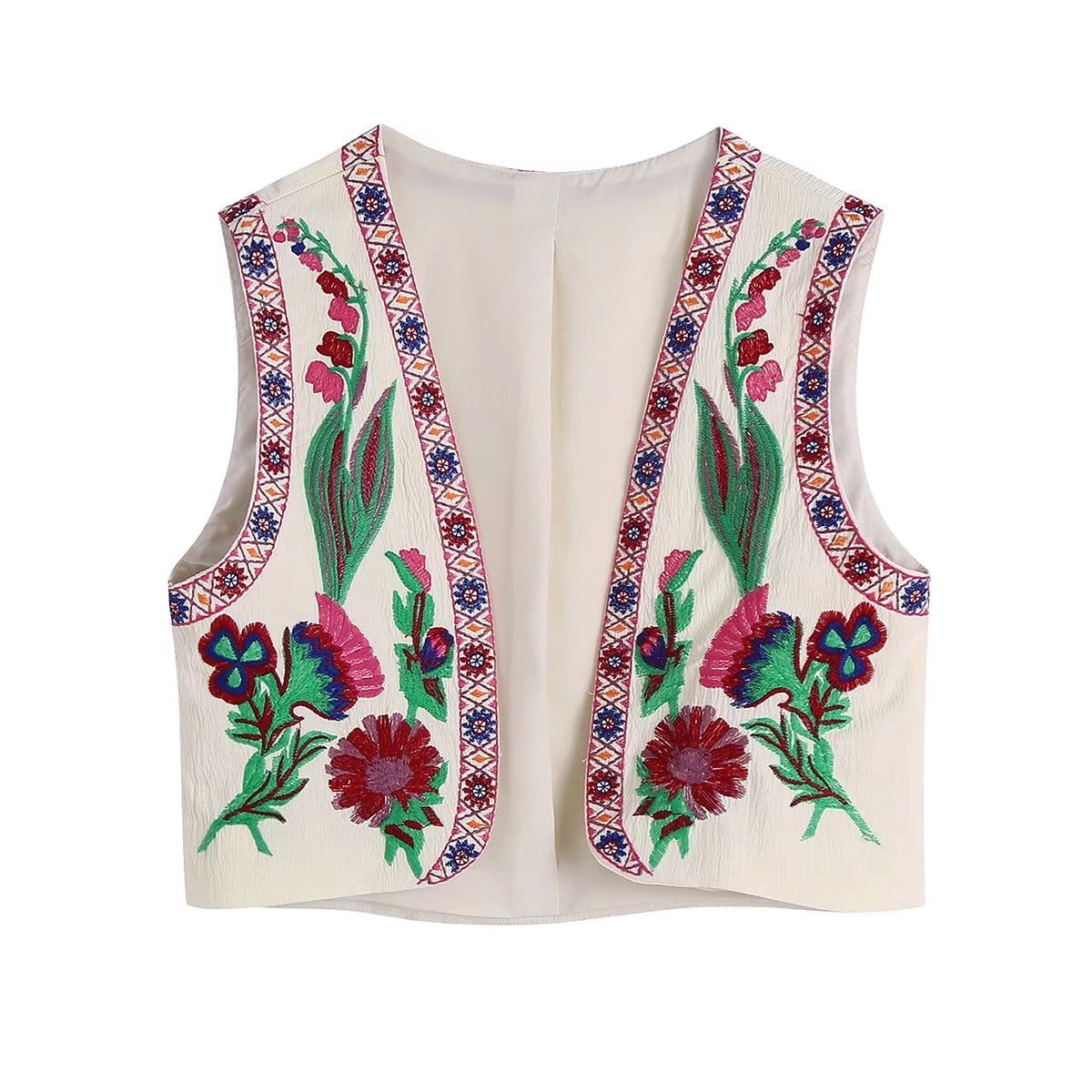 Zevity Women National Sleeveless Position Floral Embroidery Short Vest Jacket Ladies National Style Casual WaistCoat Tops CT4110