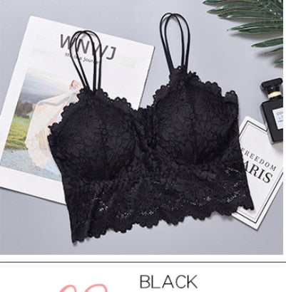 Women black lace tanks tops lace full cup padded underwear sexy solid tank tops fashion basic tube tops