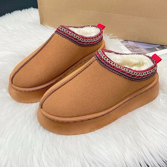 2024 New Women's Wool Slippers Warm Platform Wool Slipperswomen Slippers   Women  Sheepskin Slippers Women Shoes