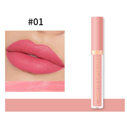 Sexy Long Lasting Velvet Matte Lip Gloss Liquid Lipstick Lip Makeup Women Beauty Red Nonstick Cup Waterproof Lip Gloss YZL2