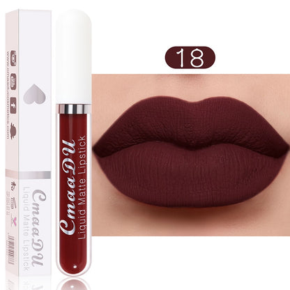 Sexy Long Lasting Velvet Matte Lip Gloss Liquid Lipstick Lip Makeup Women Beauty Red Nonstick Cup Waterproof Lip Gloss YZL2