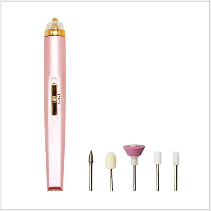 Electric Nail Grinder Nail Polishing Machine with Light Portable Mini Electric Manicure Art Pen Tools