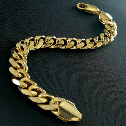 Mens Jewellery Domineering 8 Inches Stainless Steel Curb Cuban Link Chain Bracelets for Men Women Hip-hop Punk Party Jewelry