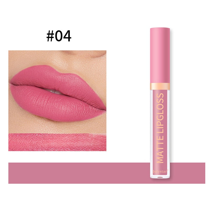 Sexy Long Lasting Velvet Matte Lip Gloss Liquid Lipstick Lip Makeup Women Beauty Red Nonstick Cup Waterproof Lip Gloss YZL2