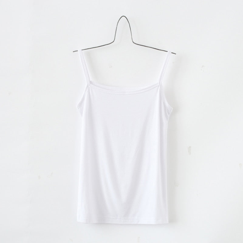 Women Camisoles Summer Girl Sexy Strap Cotton Sleeveless Thin Camisole Vest Solid Top Simple Base Vest Tops Female Undies