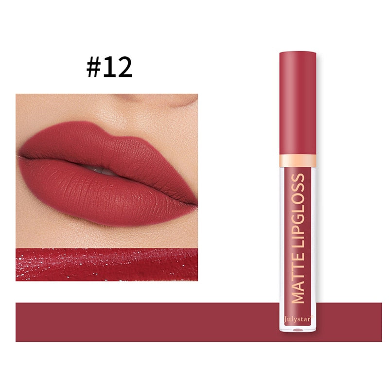 Sexy Long Lasting Velvet Matte Lip Gloss Liquid Lipstick Lip Makeup Women Beauty Red Nonstick Cup Waterproof Lip Gloss YZL2