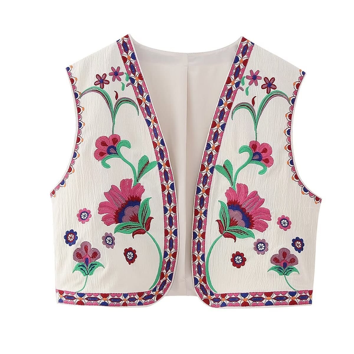 Zevity Women National Sleeveless Position Floral Embroidery Short Vest Jacket Ladies National Style Casual WaistCoat Tops CT4110