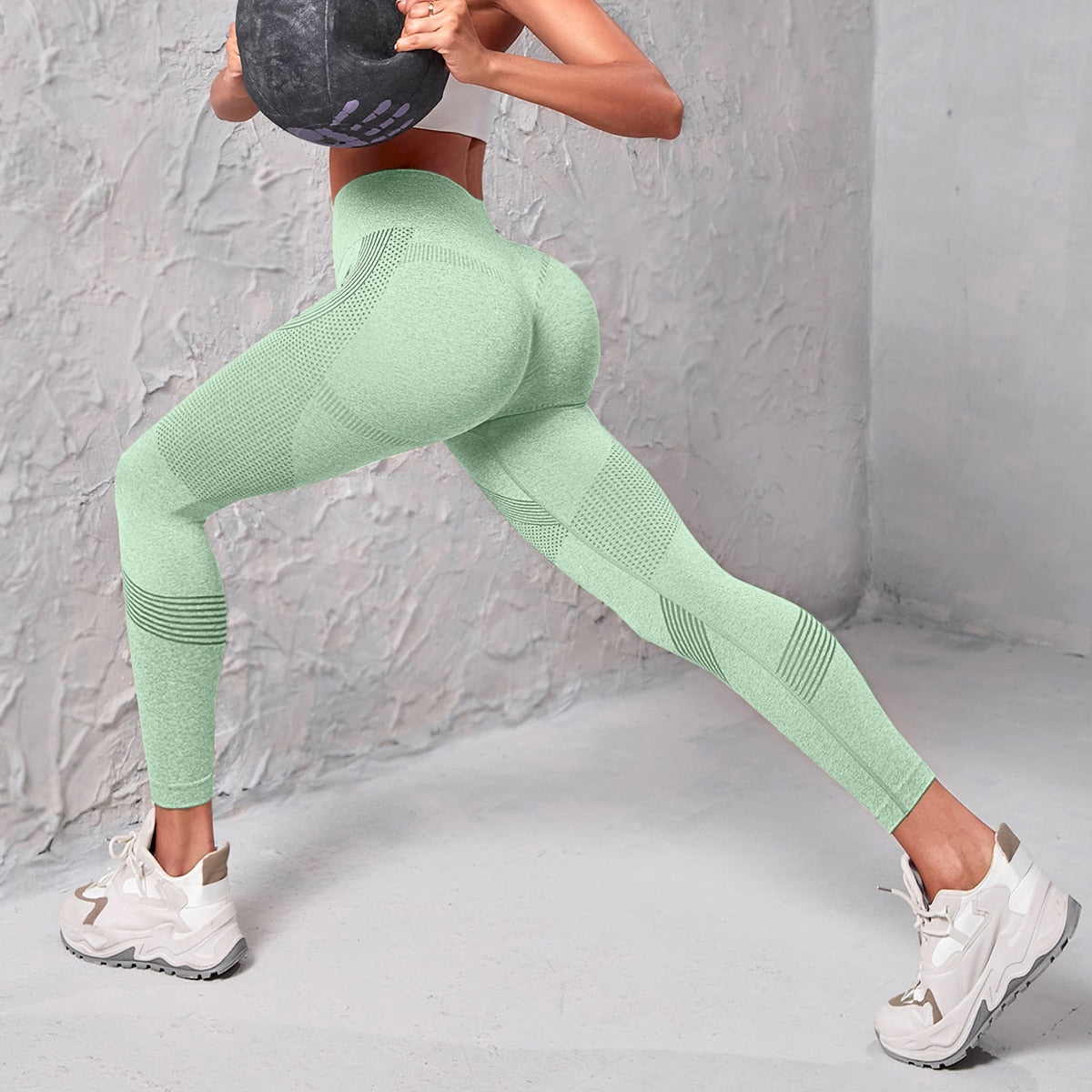 Summer High Waisted  Women Leggings Yoga Sport Ribbed Pants Seamless 2023