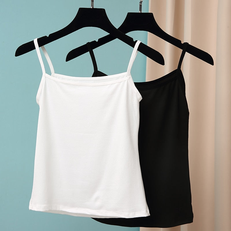 Women Camisoles Summer Girl Sexy Strap Cotton Sleeveless Thin Camisole Vest Solid Top Simple Base Vest Tops Female Undies