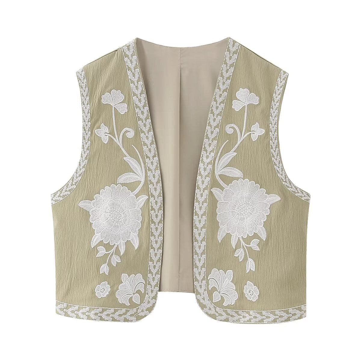 Zevity Women National Sleeveless Position Floral Embroidery Short Vest Jacket Ladies National Style Casual WaistCoat Tops CT4110