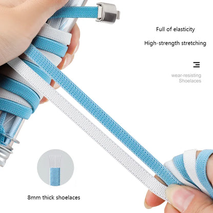 8MM 2024 No Tie Shoe Laces Press Lock Shoelaces Without Ties Elastic Laces Sneaker Kids Adult Widened Flat Shoelace for Shoes