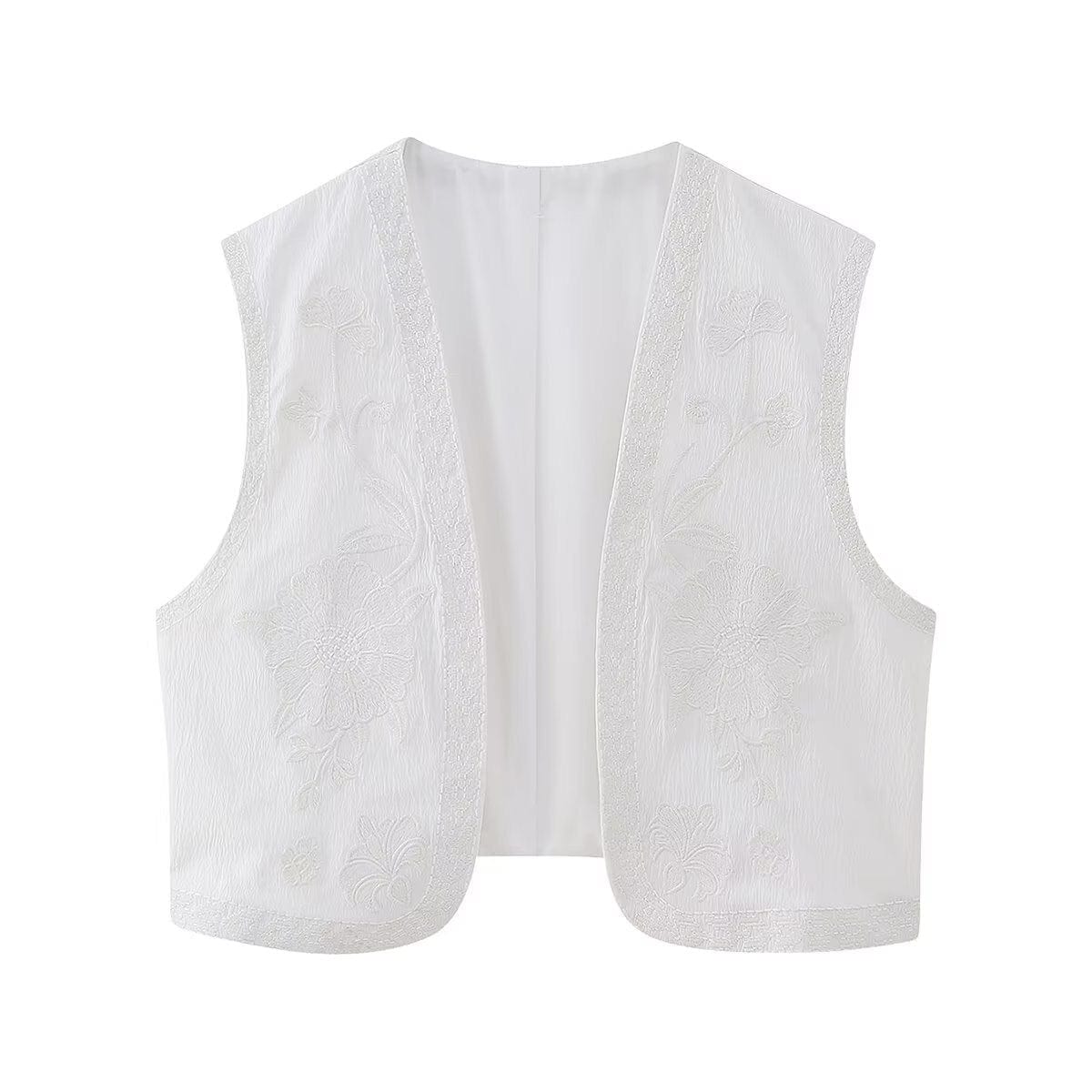 Zevity Women National Sleeveless Position Floral Embroidery Short Vest Jacket Ladies National Style Casual WaistCoat Tops CT4110