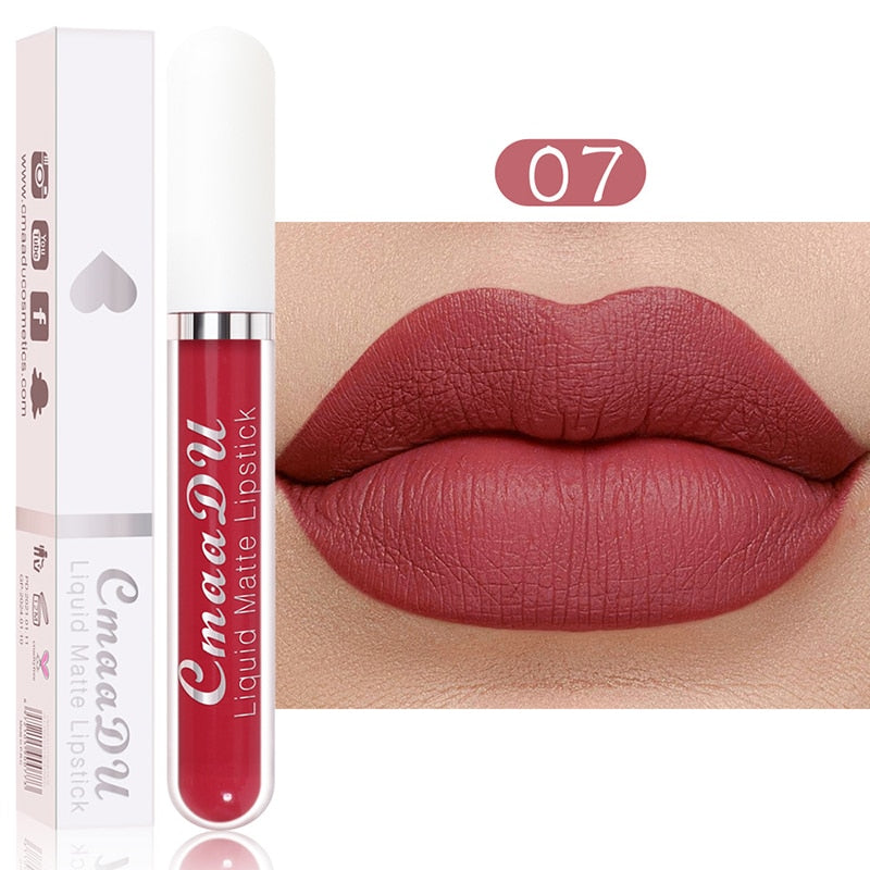 Sexy Long Lasting Velvet Matte Lip Gloss Liquid Lipstick Lip Makeup Women Beauty Red Nonstick Cup Waterproof Lip Gloss YZL2