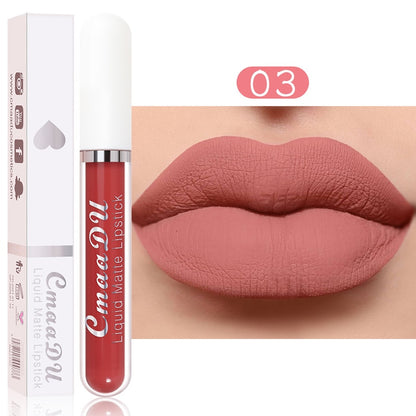 Sexy Long Lasting Velvet Matte Lip Gloss Liquid Lipstick Lip Makeup Women Beauty Red Nonstick Cup Waterproof Lip Gloss YZL2