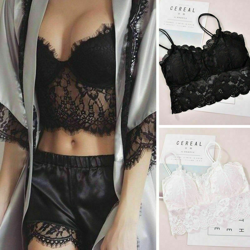 Women black lace tanks tops lace full cup padded underwear sexy solid tank tops fashion basic tube tops