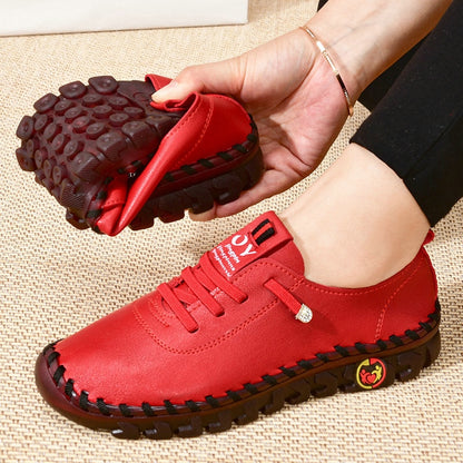 Kadınlar için Sneakers kadın ayakkabı deri makosenler ayakkabı rahat bağcıksız ayakkabı el dikiş ipliği anne ayakkabı Zapatillas De Mujer