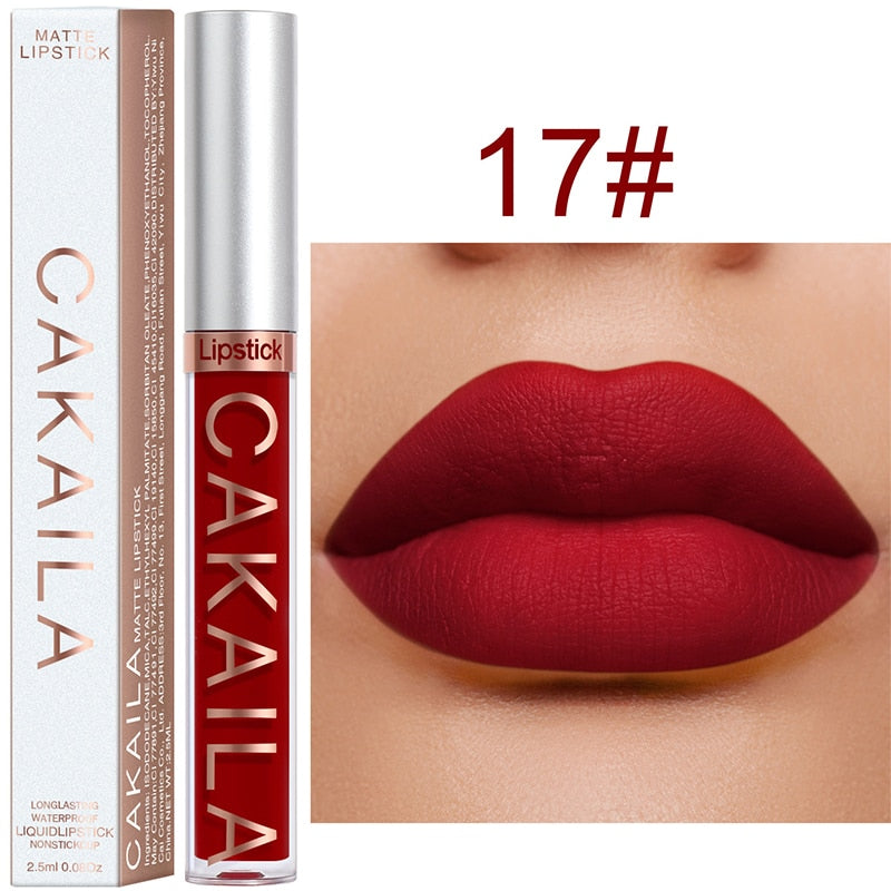 Sexy Long Lasting Velvet Matte Lip Gloss Liquid Lipstick Lip Makeup Women Beauty Red Nonstick Cup Waterproof Lip Gloss YZL2