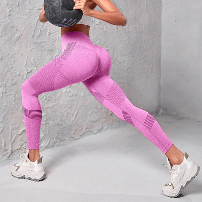 Summer High Waisted  Women Leggings Yoga Sport Ribbed Pants Seamless 2023