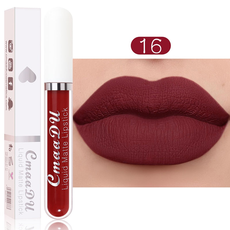 Sexy Long Lasting Velvet Matte Lip Gloss Liquid Lipstick Lip Makeup Women Beauty Red Nonstick Cup Waterproof Lip Gloss YZL2